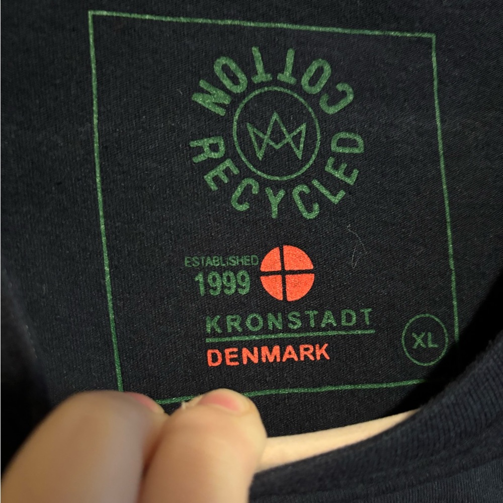 KRONSTADT DENMARK Black Recycled Cotton Men’s T-Shirt Size XL - Picture 3 of 8